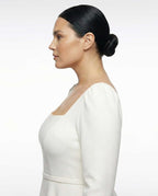 Classic wedding dress, square neckline, long sleeves
