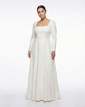 Classic wedding dress, square neckline, long sleeves