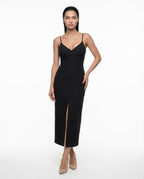 Elegant black evening dress with cutout