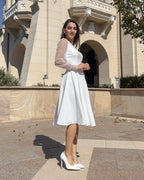 White midi dress for parties, civil ceremony