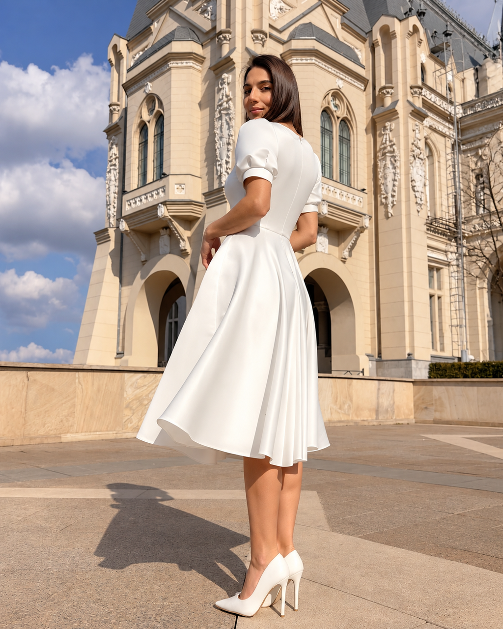 Elegant white civil ceremony dress