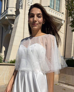 Tulle bolero/cape with pearls – delicate cover for ceremony dresses